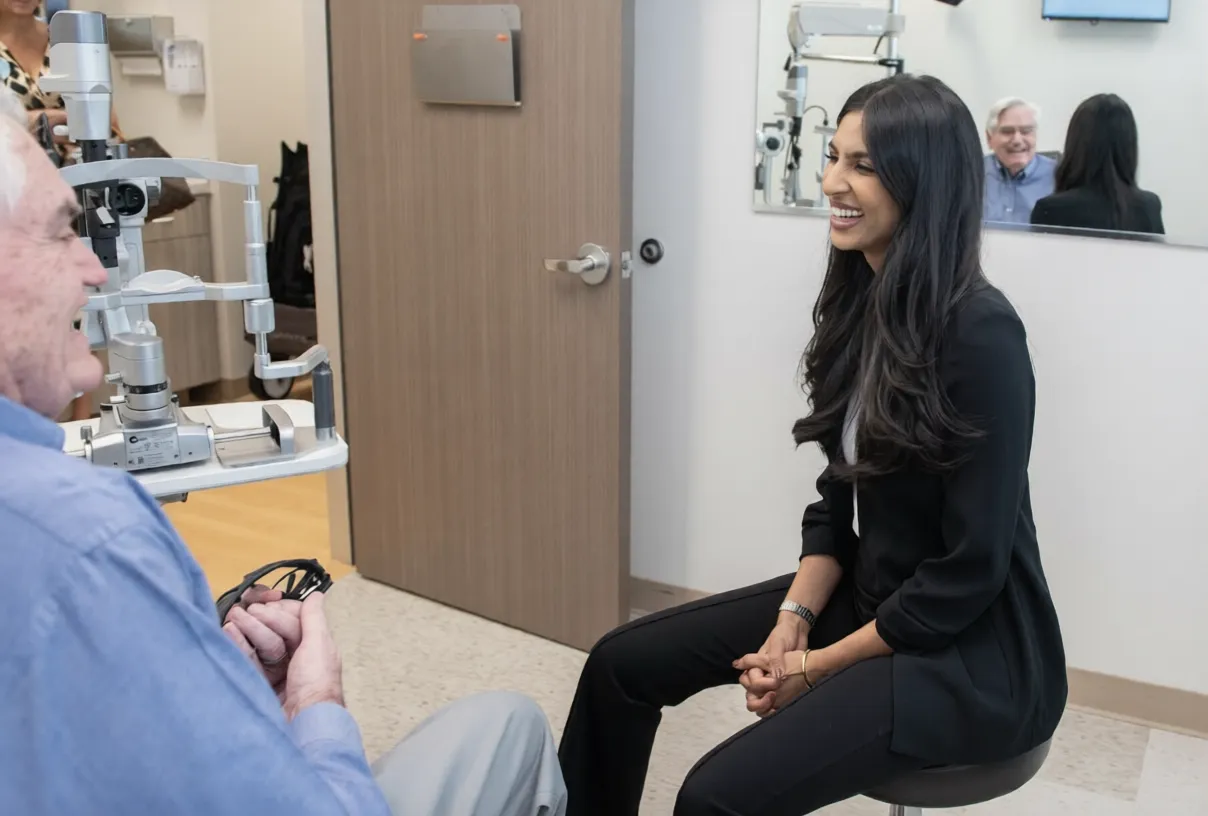 Dr. Reddy with a patient at Soni Vision Institute